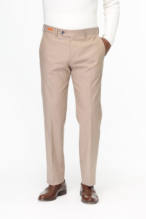 Slim Straight Fit Classic Pants Beige