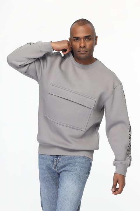 Over Size Sweat Shirt Gray - Image 3