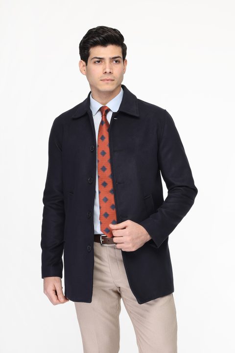 Regular Fit Coat Dark Blue