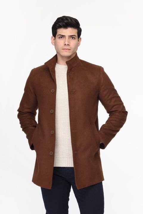 Regular Fit Coat Brown