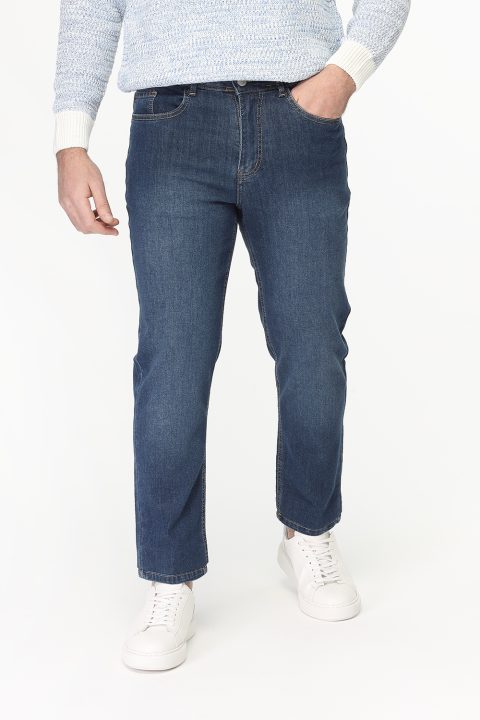 Slim Straight Fit Trousers Jeans Blue