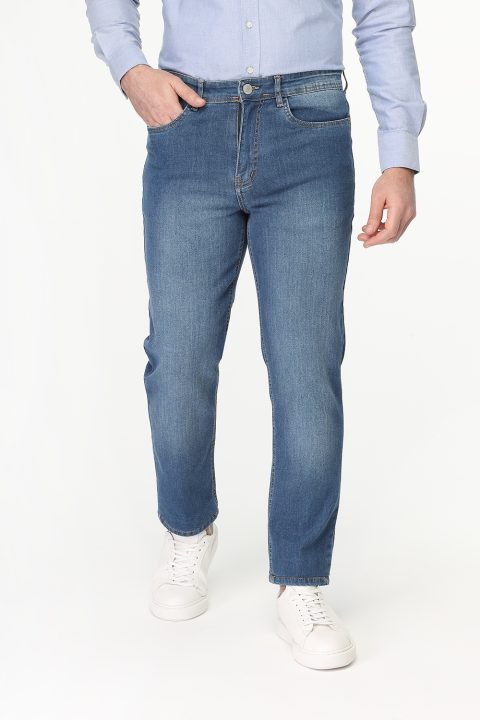 Slim Straight Fit Trousers Jeans Light Blue