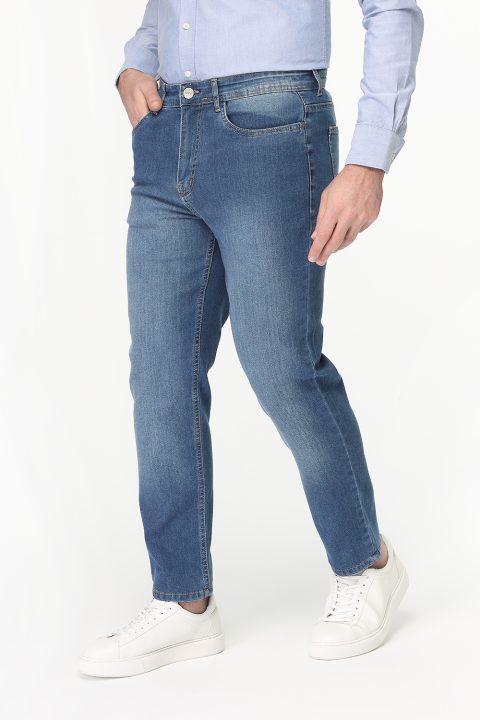 Slim Straight Fit Trousers Jeans Light Blue - Image 3