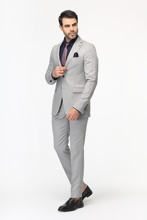 Slim Fit Suit Light Gray