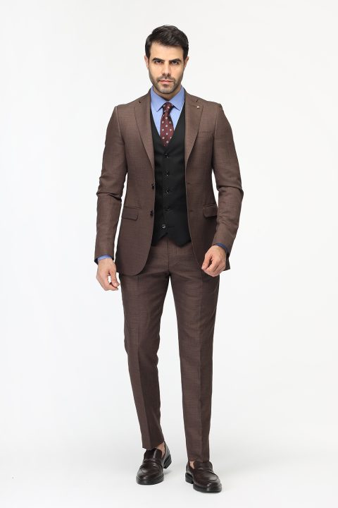 Slim Fit Suit Brown