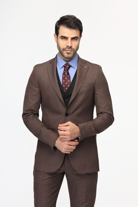 Slim Fit Suit Brown - Image 4