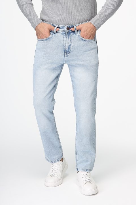 Slim Straight Fit Trousers Jeans Light Blue