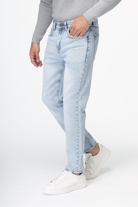 Slim Straight Fit Trousers Jeans Light Blue - Image 3