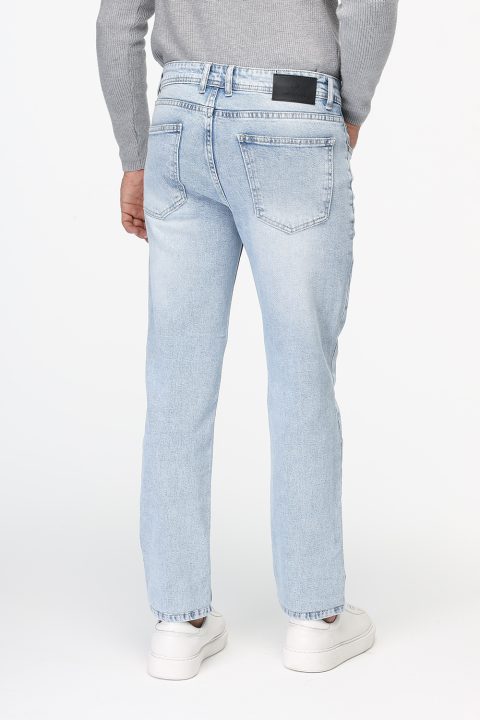 Slim Straight Fit Trousers Jeans Light Blue - Image 4