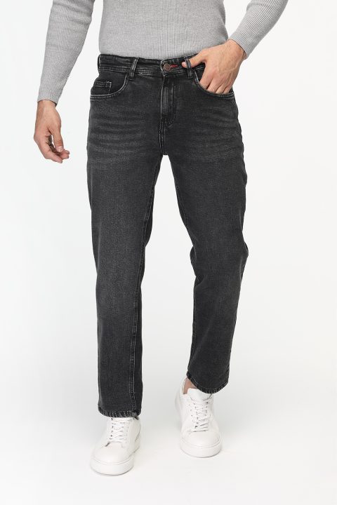 Slim Straight Fit Trousers Jeans Dark Gray