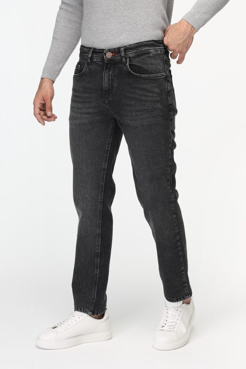 Slim Straight Fit Trousers Jeans Dark Gray - Image 3