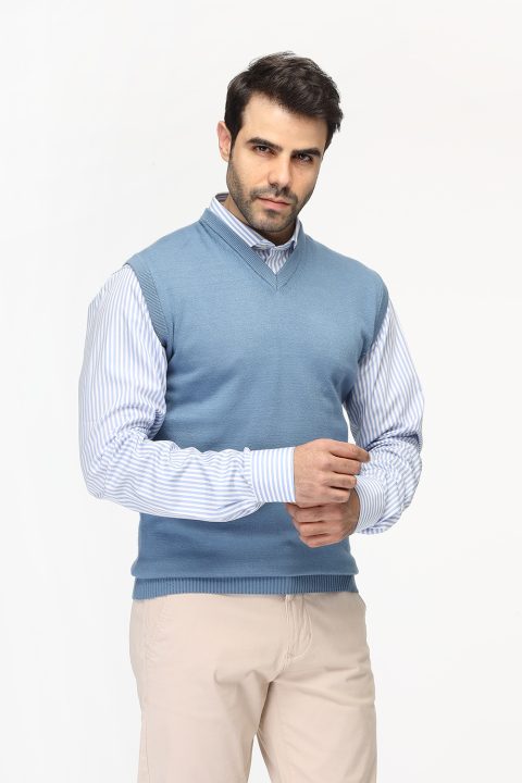 Slim Fit Gilet Blue - Image 3