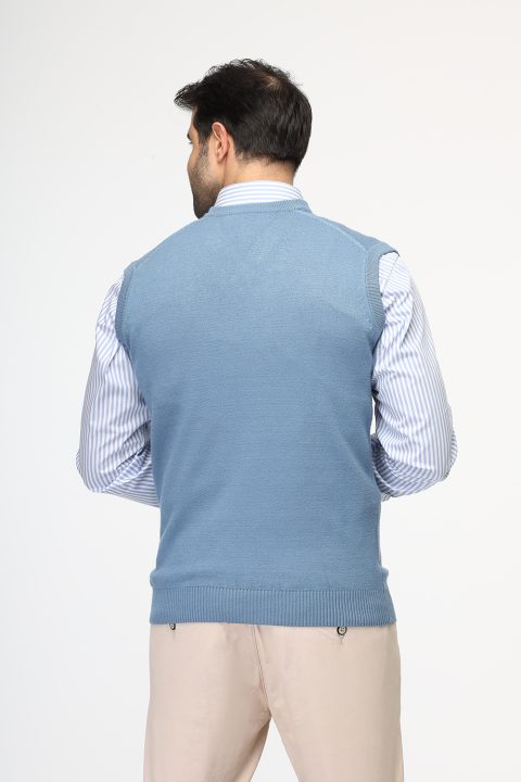 Slim Fit Gilet Blue - Image 4