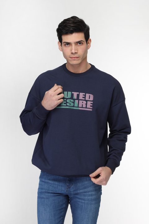 Over Size Sweat Shirt Dark Blue - Image 3