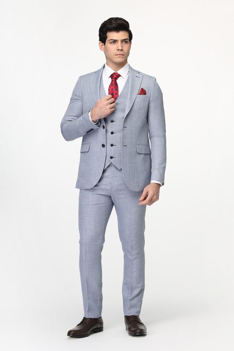 Slim Fit Suit Light Blue - Image 4