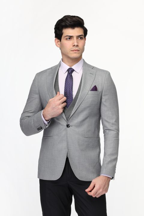 Slim Fit Suit Light Gray - Image 4