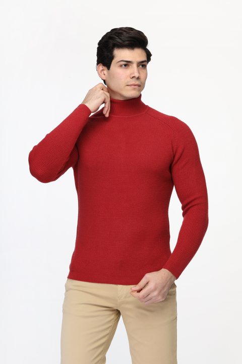 Slim Fit Pullover Dark Red - Image 3