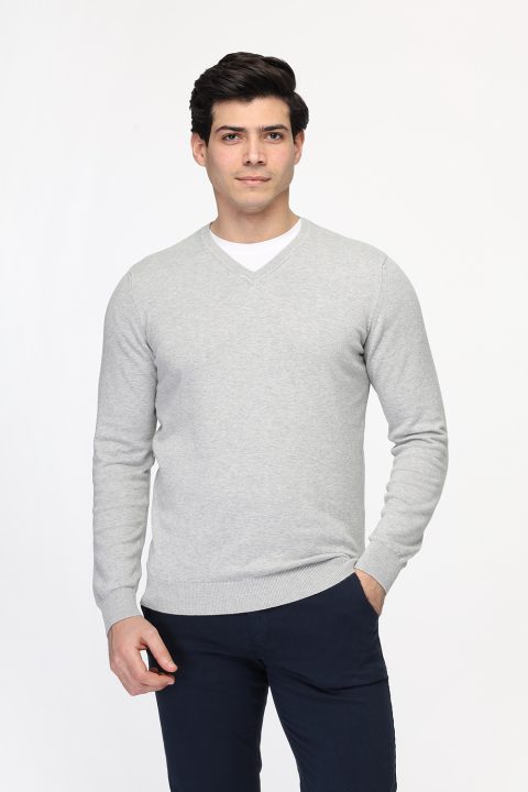 Regular Fit Pullover V Light Gray