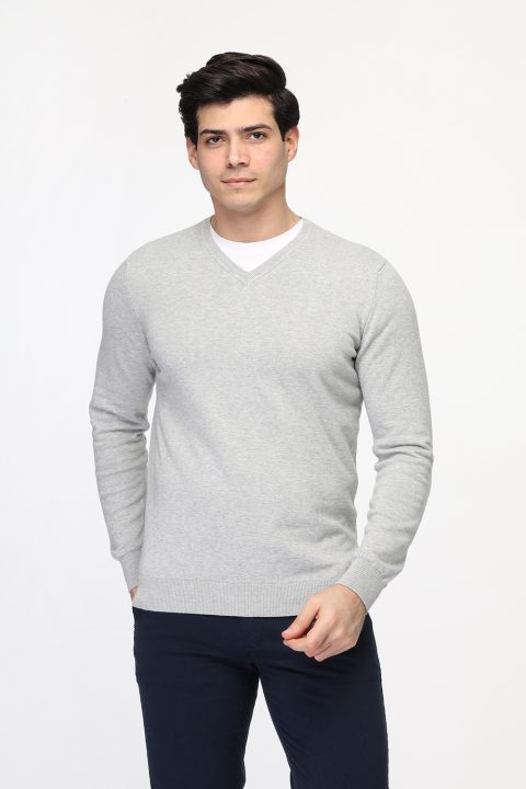 Regular Fit Pullover V Light Gray - Image 3