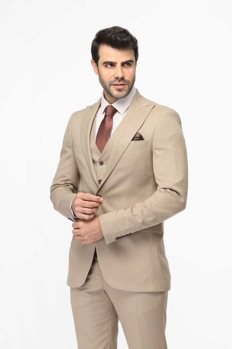 Slim Fit Suit Beige - Image 4