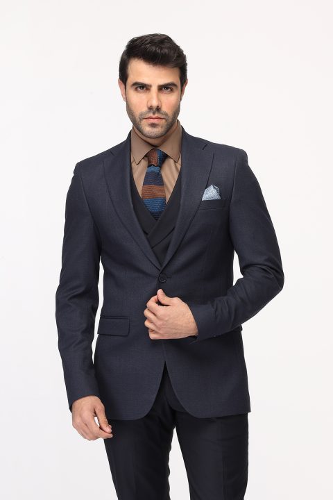 Slim Fit Suit Dark Blue - Image 5