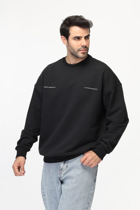 Over Size Sweat Shirt Black - Image 3