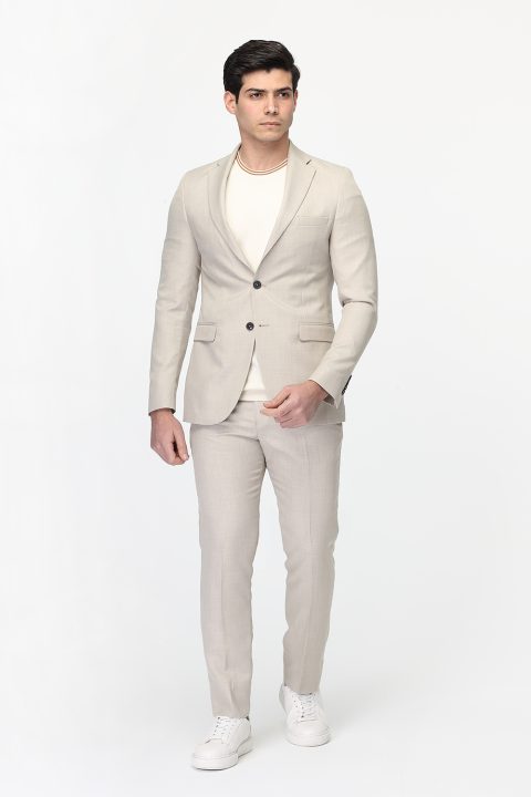 Slim Fit Suit Beige - Image 3