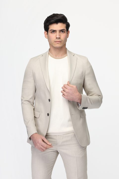 Slim Fit Suit Beige - Image 4