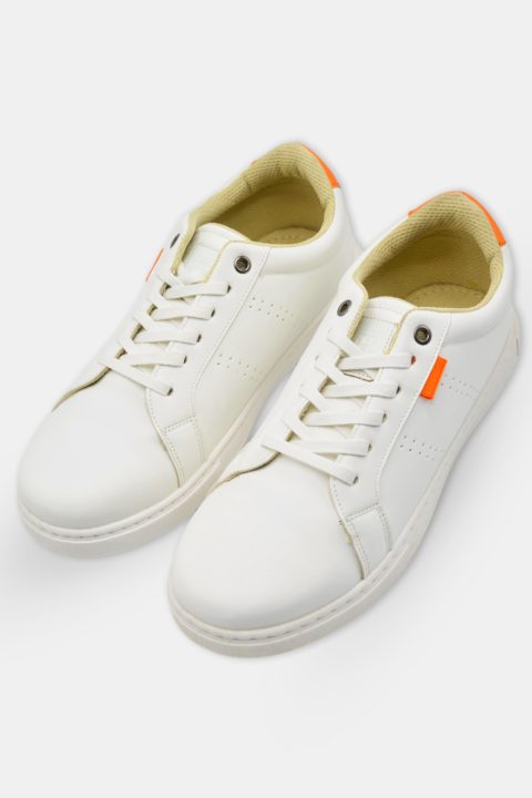 White Sneakers with Subtle Orange Details