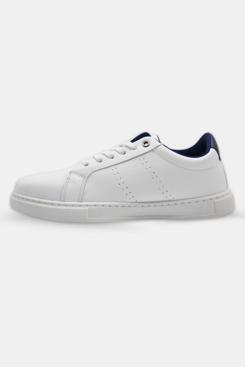 White Sneakers with Subtle Dark Blue Details - Image 3