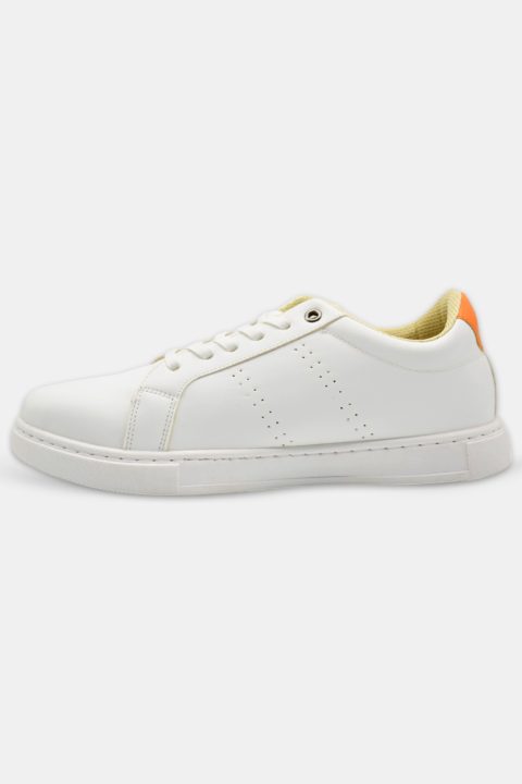 White Sneakers with Subtle Orange Details - Image 3