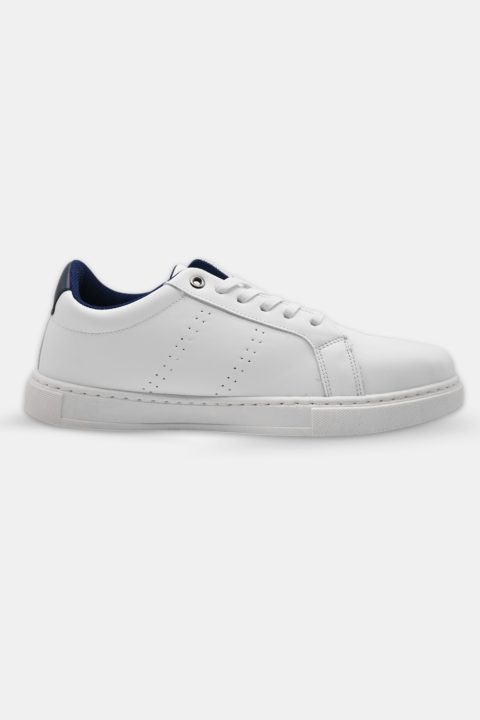 White Sneakers with Subtle Dark Blue Details - Image 4