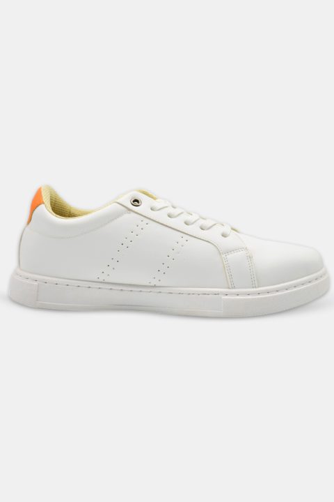 White Sneakers with Subtle Orange Details - Image 4