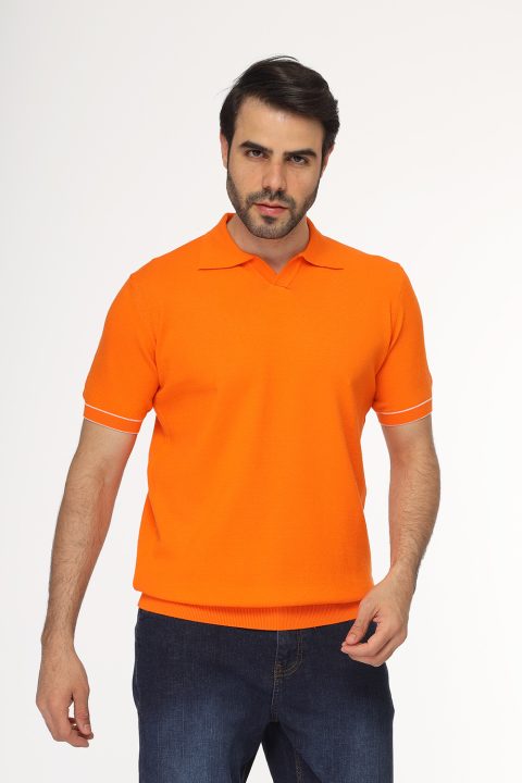 Polo Shirt Regular Fit Knitted Orange