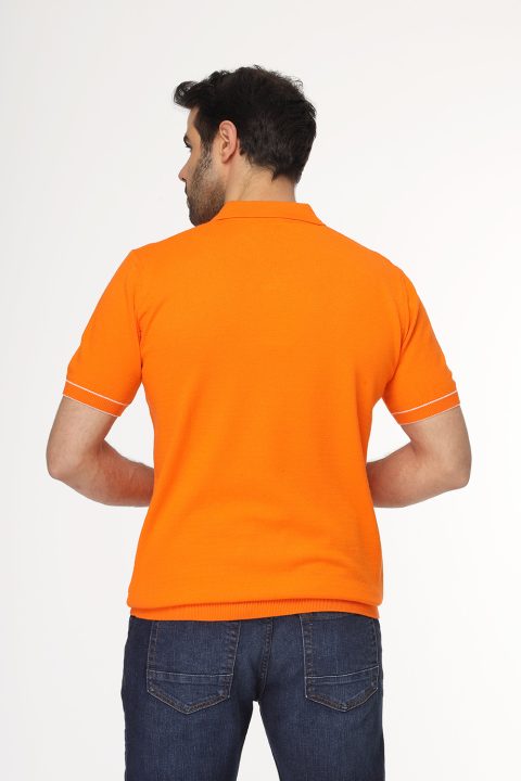 Polo Shirt Regular Fit Knitted Orange - Image 4