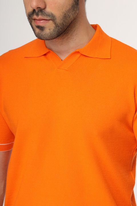 Polo Shirt Regular Fit Knitted Orange - Image 2