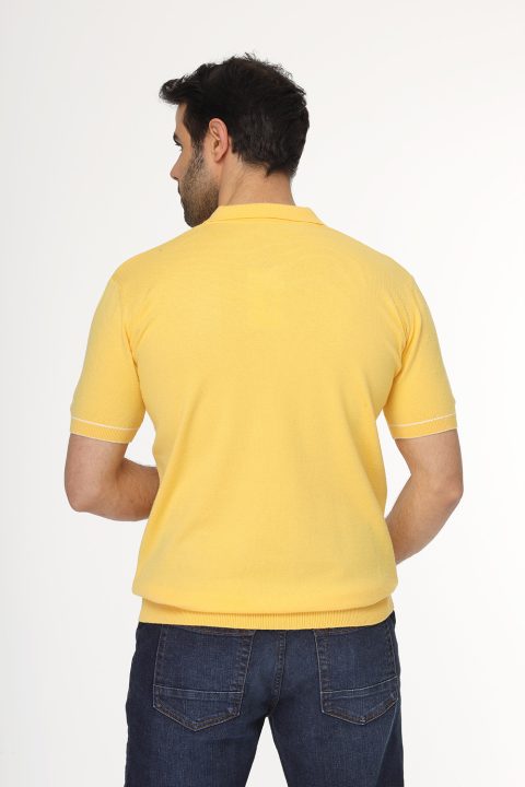 Polo Shirt Regular Fit Knitted Yellow - Image 3