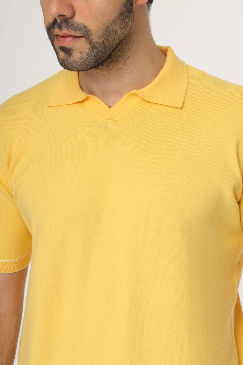 Polo Shirt Regular Fit Knitted Yellow - Image 2