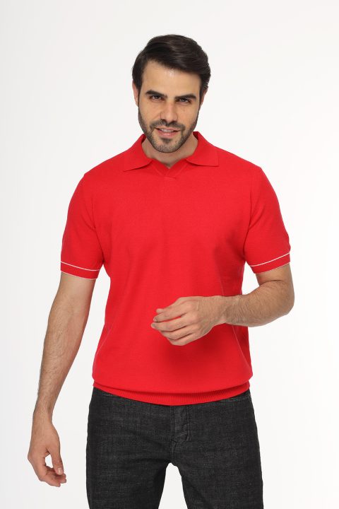 Polo Shirt Regular Fit Knitted Red