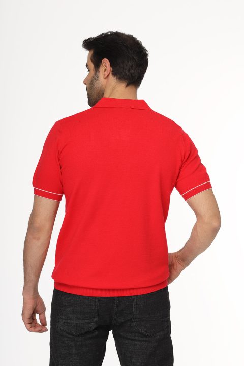 Polo Shirt Regular Fit Knitted Red - Image 4