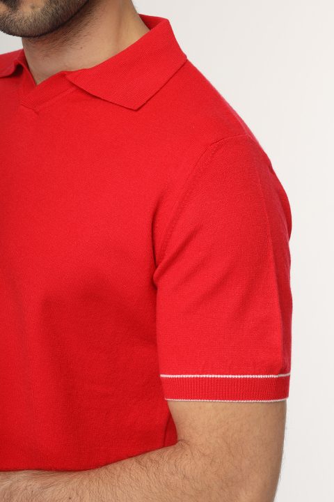 Polo Shirt Regular Fit Knitted Red - Image 5