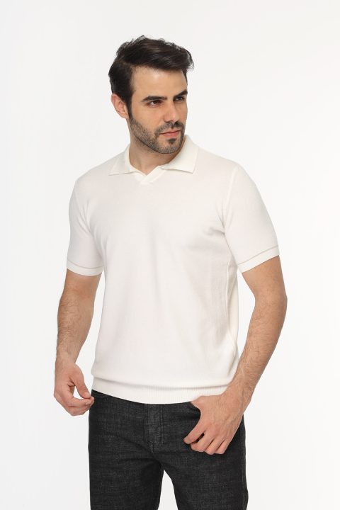 Polo Shirt Regular Fit Knitted Off White