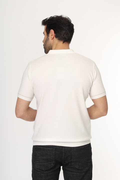 Polo Shirt Regular Fit Knitted Off White - Image 4