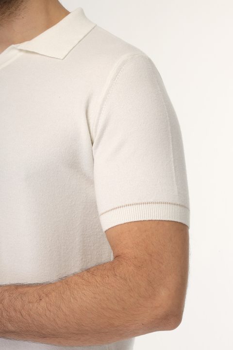 Polo Shirt Regular Fit Knitted Off White - Image 5