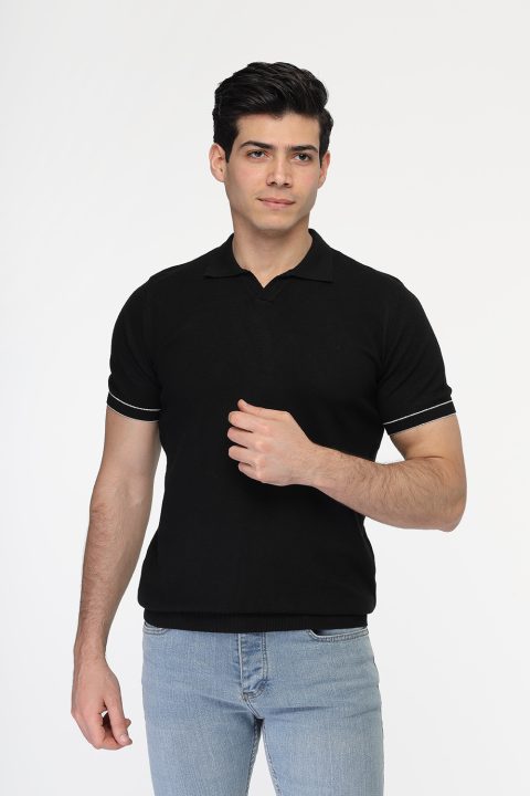 Polo Shirt Regular Fit Knitted Black