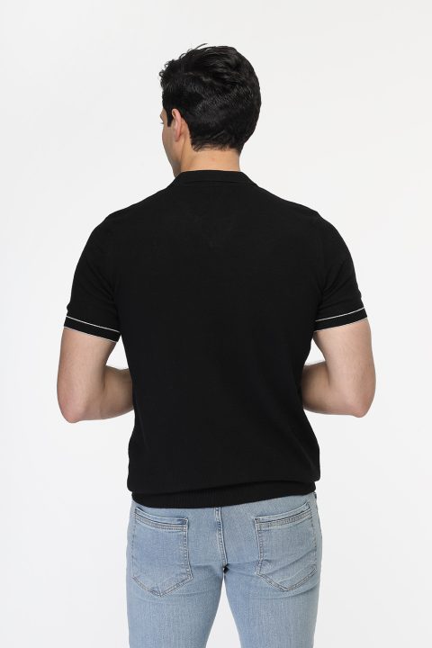 Polo Shirt Regular Fit Knitted Black - Image 3