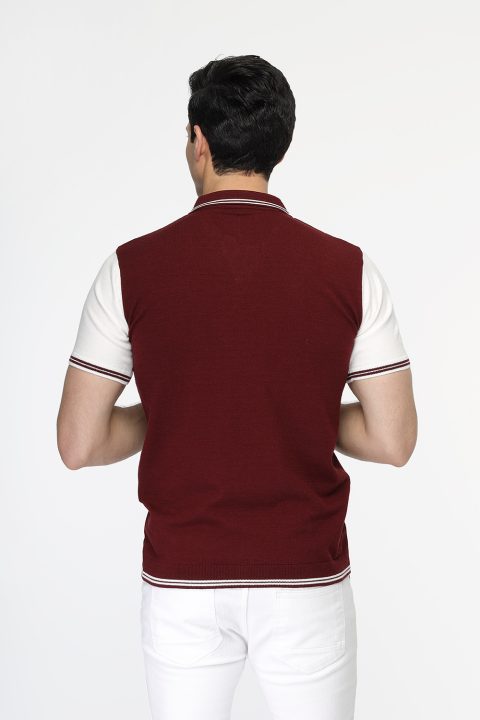 Polo Shirt Regular Fit Knitted Maroon - Image 3