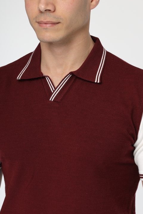 Polo Shirt Regular Fit Knitted Maroon - Image 2