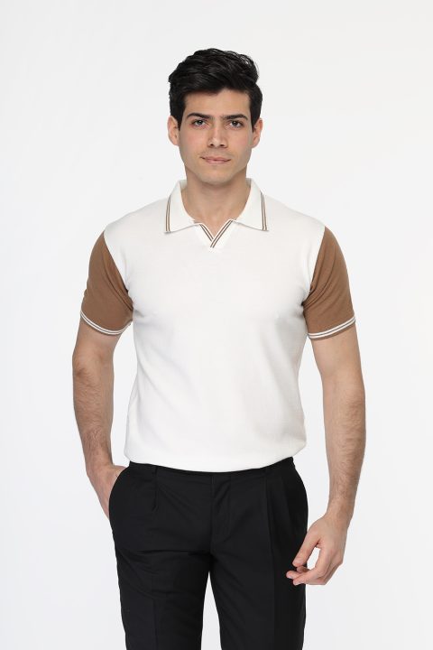 Polo Shirt Regular Fit Knitted Off White