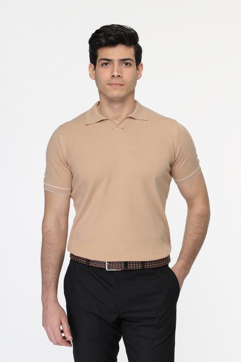 Polo Shirt Regular Fit Knitted Beige